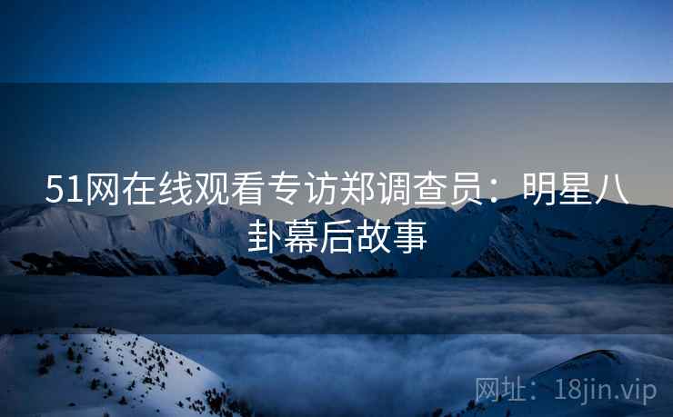 51网在线观看专访郑调查员：明星八卦幕后故事