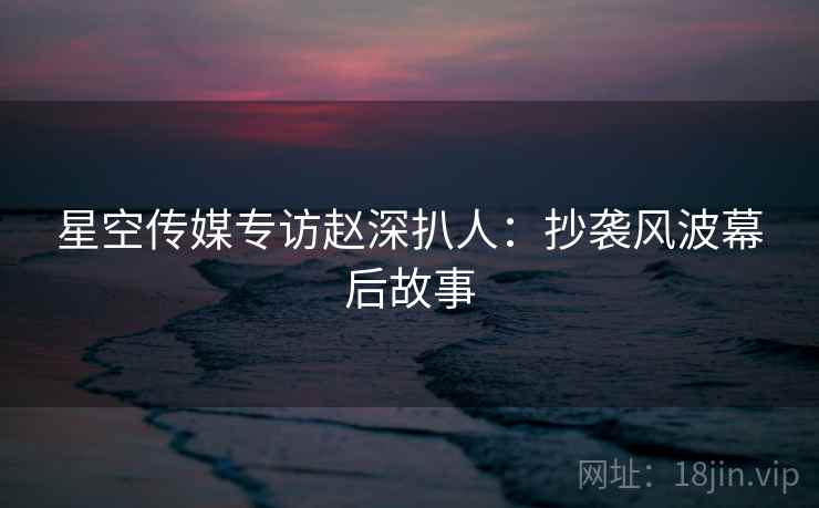 星空传媒专访赵深扒人：抄袭风波幕后故事