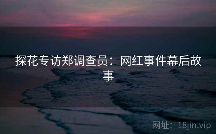 探花专访郑调查员：网红事件幕后故事